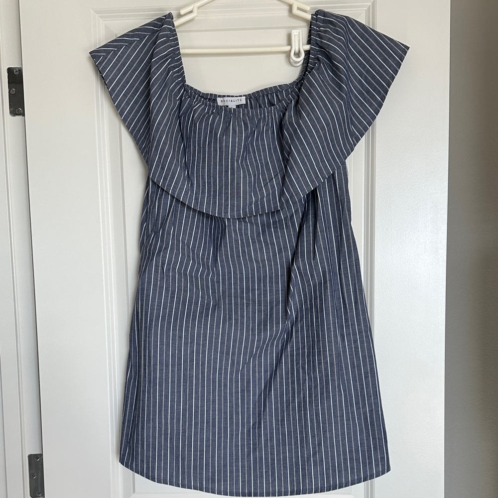 Socialite Navy and White Striped Top